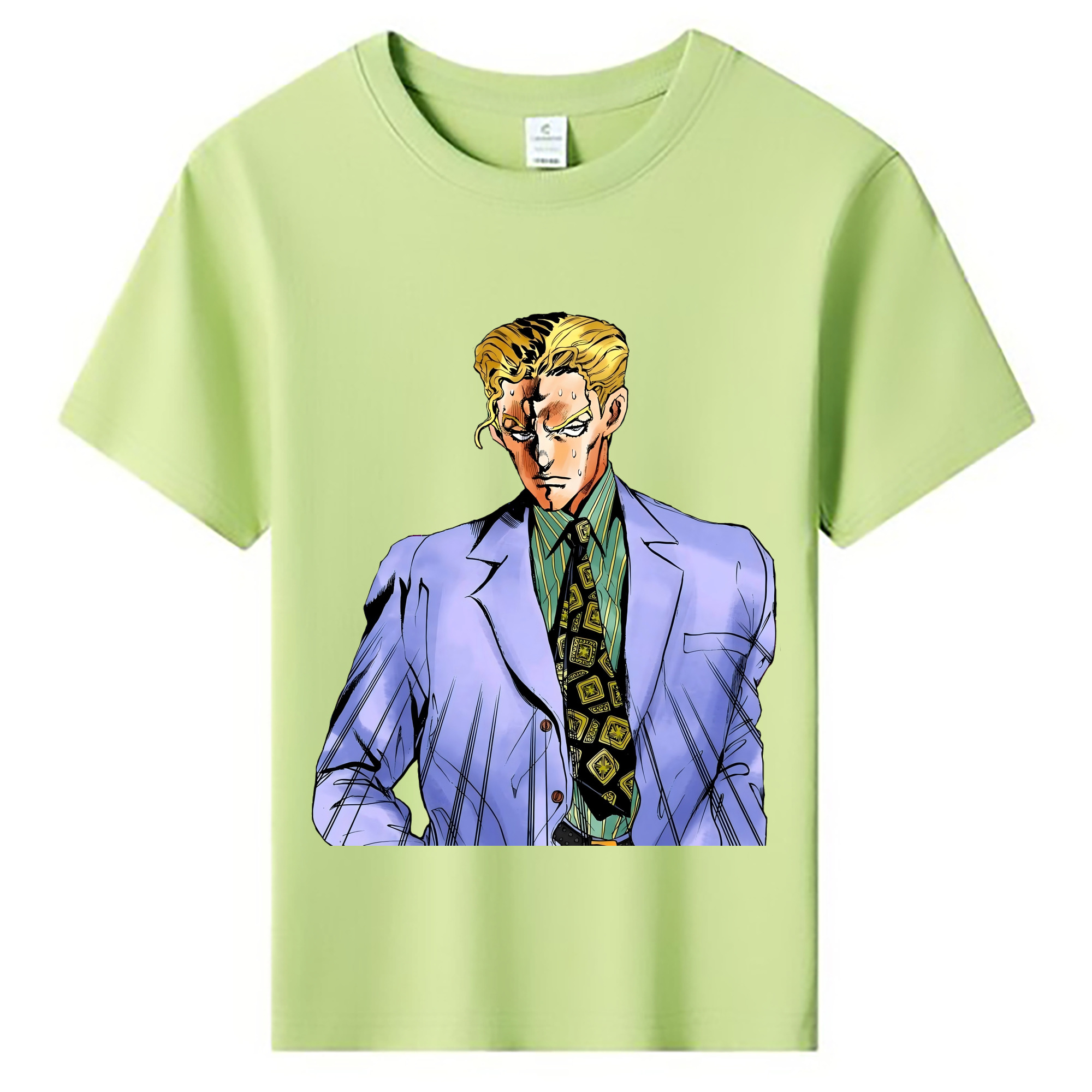 （画像用） ジョジョの奇妙な冒険 きら よしかげ JoJo's Bizarre Adventure Kira Yoshikage 綿100％キッズTシャツ（フロントプリント）